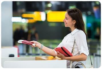 Traveller at the airport with an approved eVisa